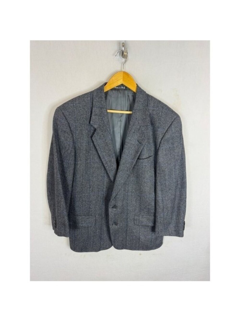 Avanzata Harry Rosen Italy Wool Cashmere Blazer Grey Blue Measures 42S Short Arm